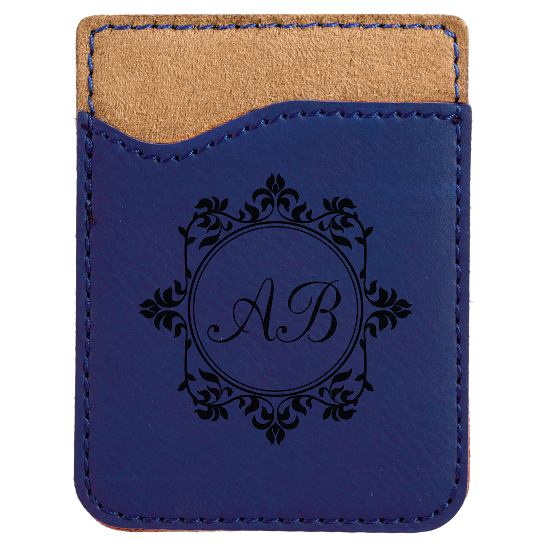 2.375" x 3.125" Blue/Black Leatherette Phone Wallet – item GFT525