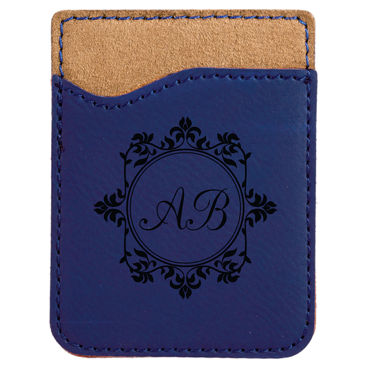 2.375" x 3.125" Blue/Black Leatherette Phone Wallet – item GFT525