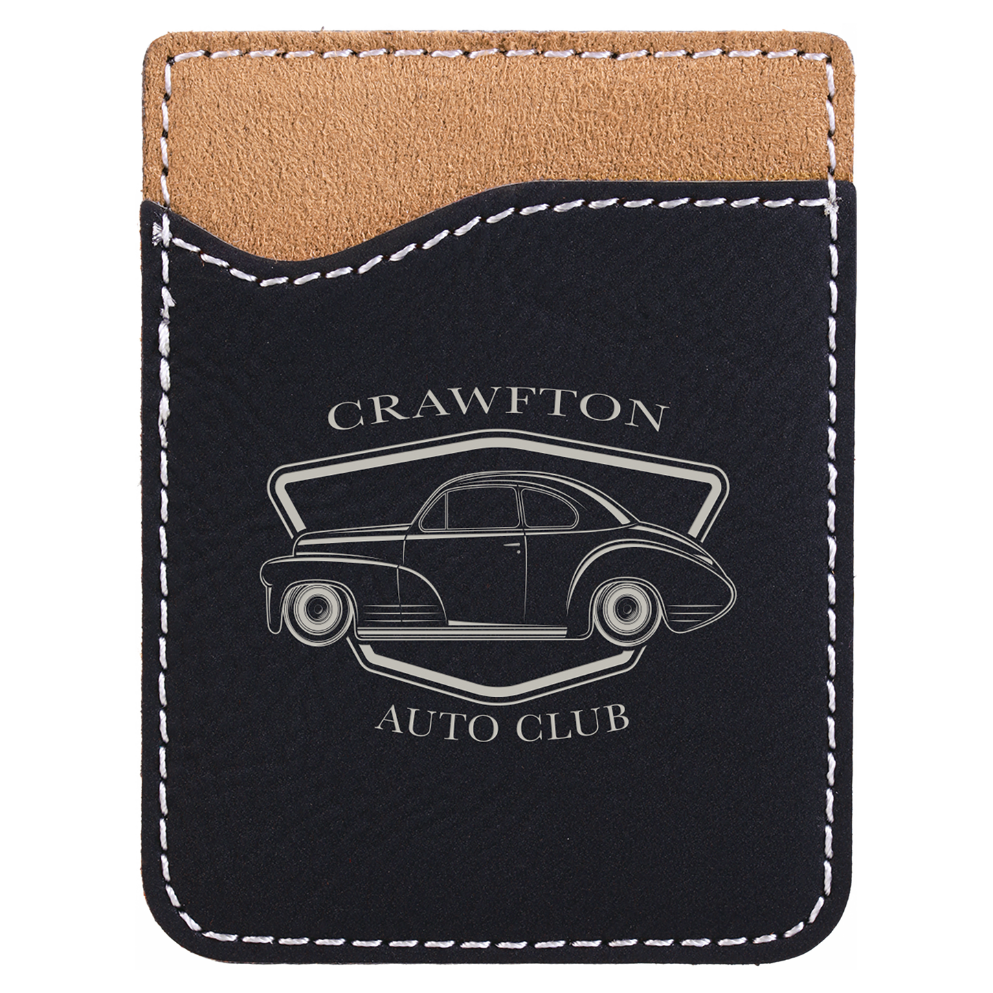 2.375" x 3.125" Black/Silver Leatherette Phone Wallet – item GFT528