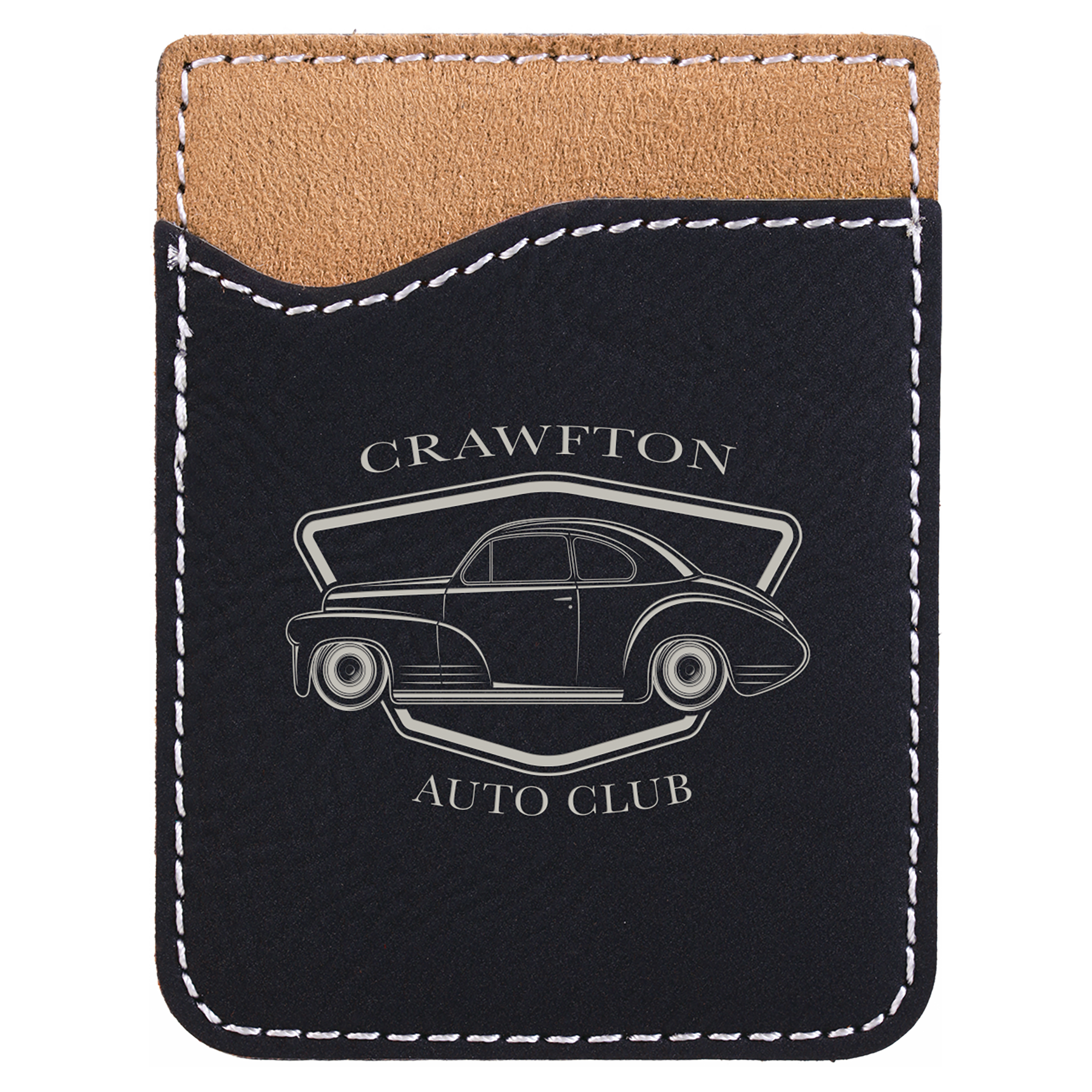 2.375" x 3.125" Black/Silver Leatherette Phone Wallet – item GFT528