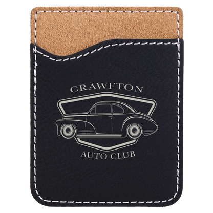 2.375" x 3.125" Black/Silver Leatherette Phone Wallet – item GFT528