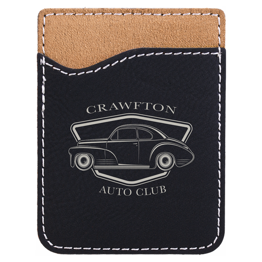 2.375" x 3.125" Black/Silver Leatherette Phone Wallet – item GFT528