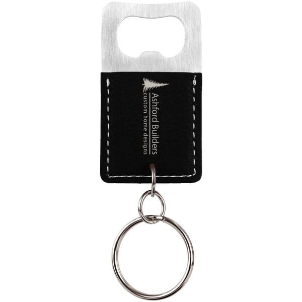 2.75" x 1.5" Black/Silver Leatherette Bottle Opener Keychain – item GFT538 image 2