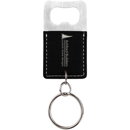 2.75" x 1.5" Black/Silver Leatherette Bottle Opener Keychain – item GFT538 image 2
