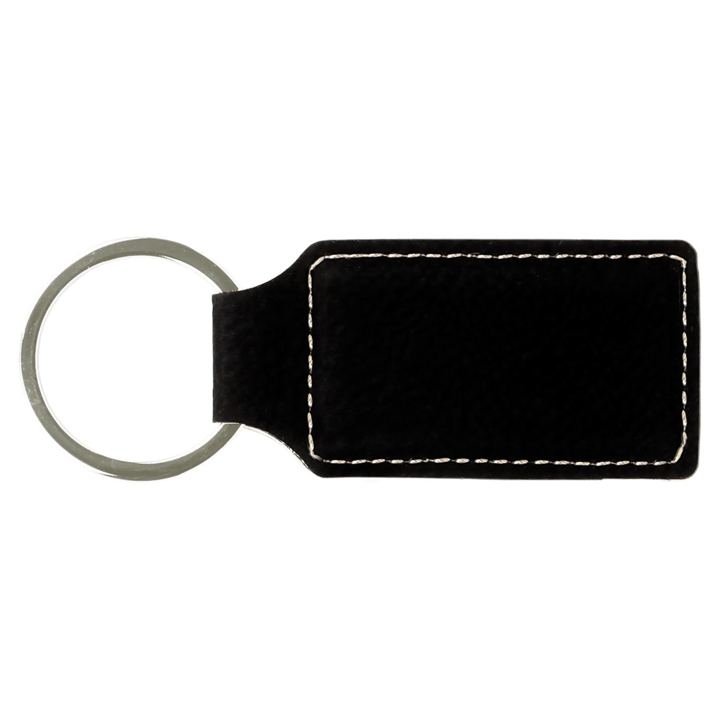 2.75" x 1.25" Black/Silver Rectangle Leatherette Keychain – item GFT602 image 3