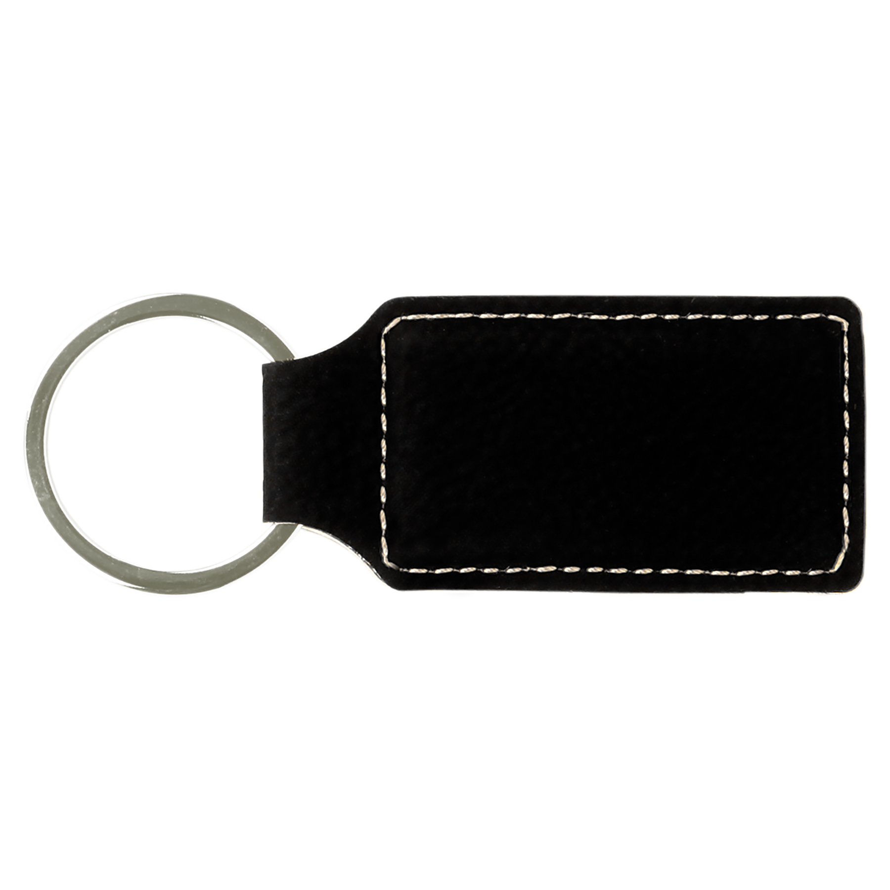 2.75" x 1.25" Black/Silver Rectangle Leatherette Keychain – item GFT602 image 3