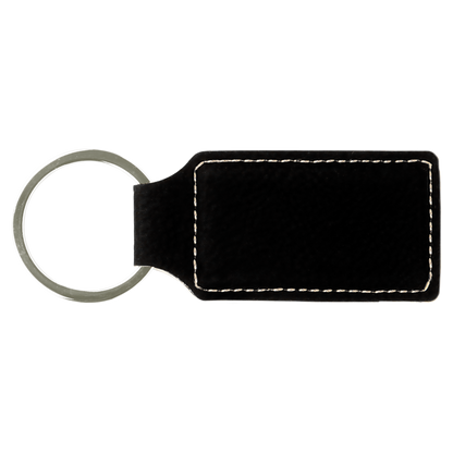 2.75" x 1.25" Black/Silver Rectangle Leatherette Keychain – item GFT602 image 3