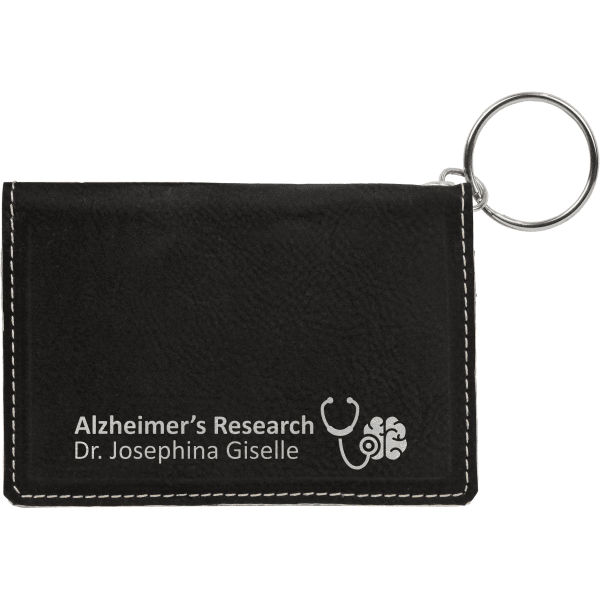 4.25" x 3" Black/Silver Leatherette Keychain ID Holder – item GFT603 image 3