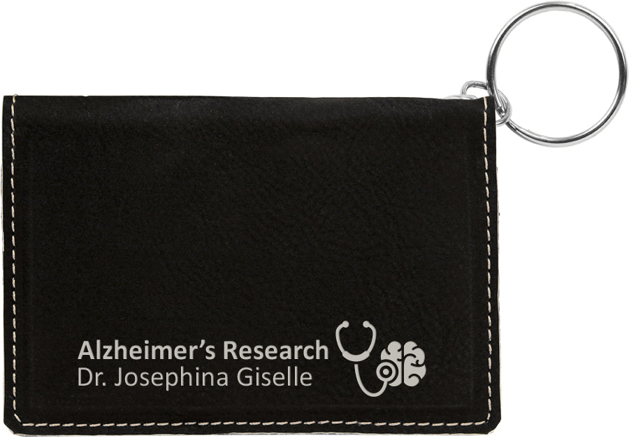 4.25" x 3" Black/Silver Leatherette Keychain ID Holder – item GFT603 image 2