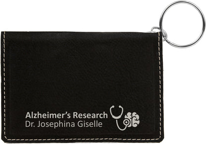 4.25" x 3" Black/Silver Leatherette Keychain ID Holder – item GFT603 image 2