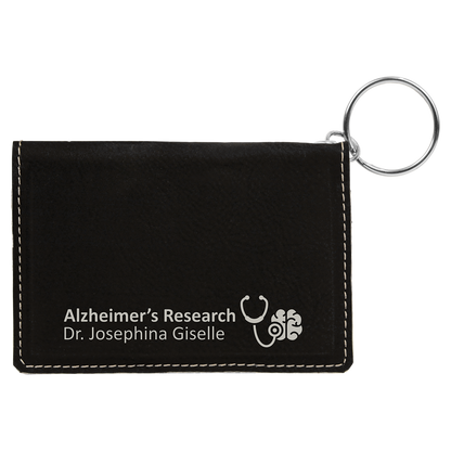 4.25" x 3" Black/Silver Leatherette Keychain ID Holder – item GFT603