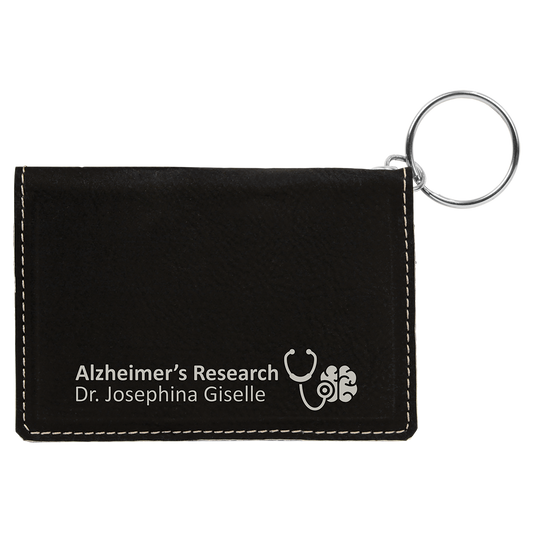 4.25" x 3" Black/Silver Leatherette Keychain ID Holder – item GFT603