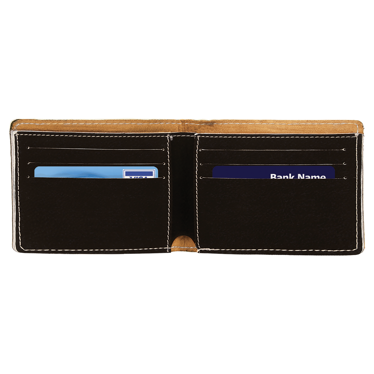 4.5" x 3.5" Black/Silver Leatherette Wallet – item GFT607 image 3