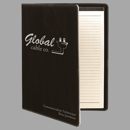 Black/Silver Laserable Leatherette Portfolio with Lined Pad – item GFT612 image 2