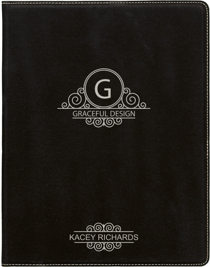 7" x 9" Black/Silver Leatherette Small Portfolio – item GFT613 image 3