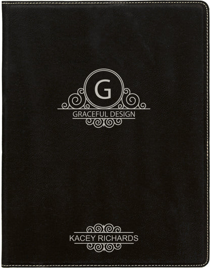 7" x 9" Black/Silver Leatherette Small Portfolio – item GFT613 image 3
