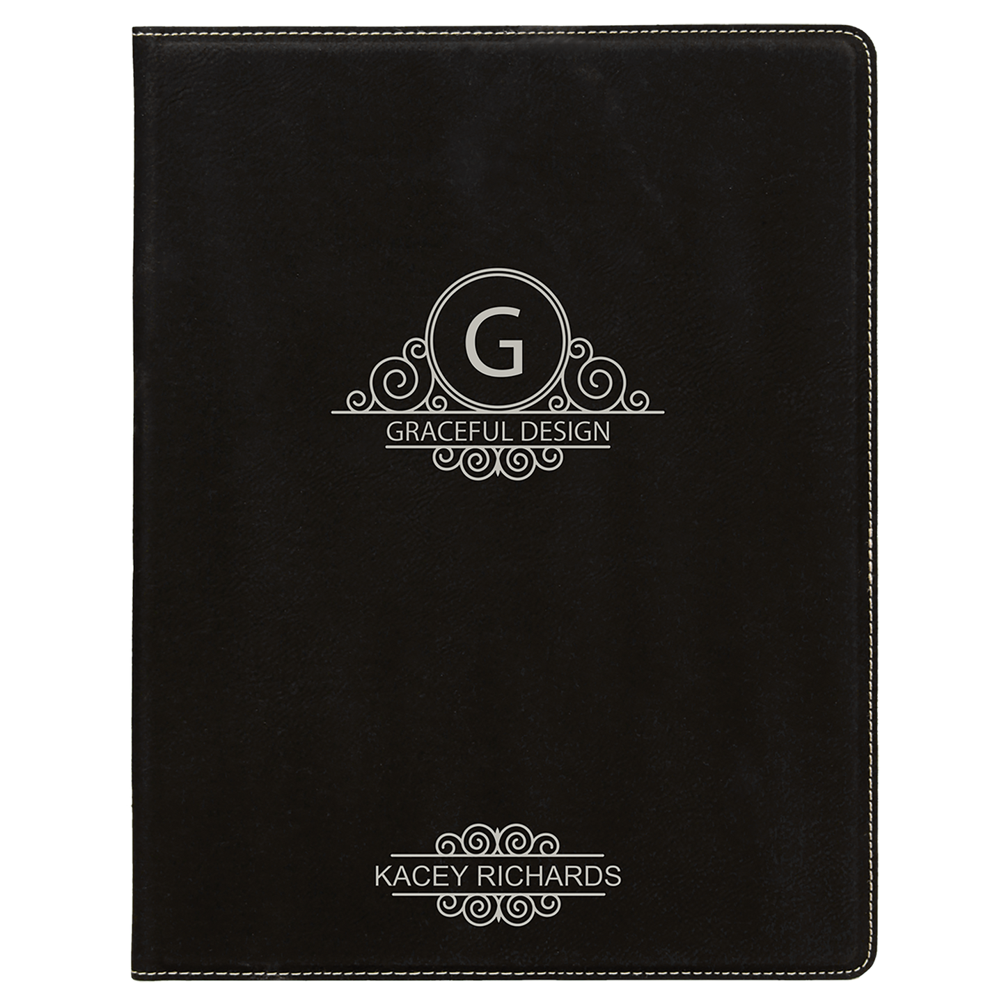 7" x 9" Black/Silver Leatherette Small Portfolio – item GFT613