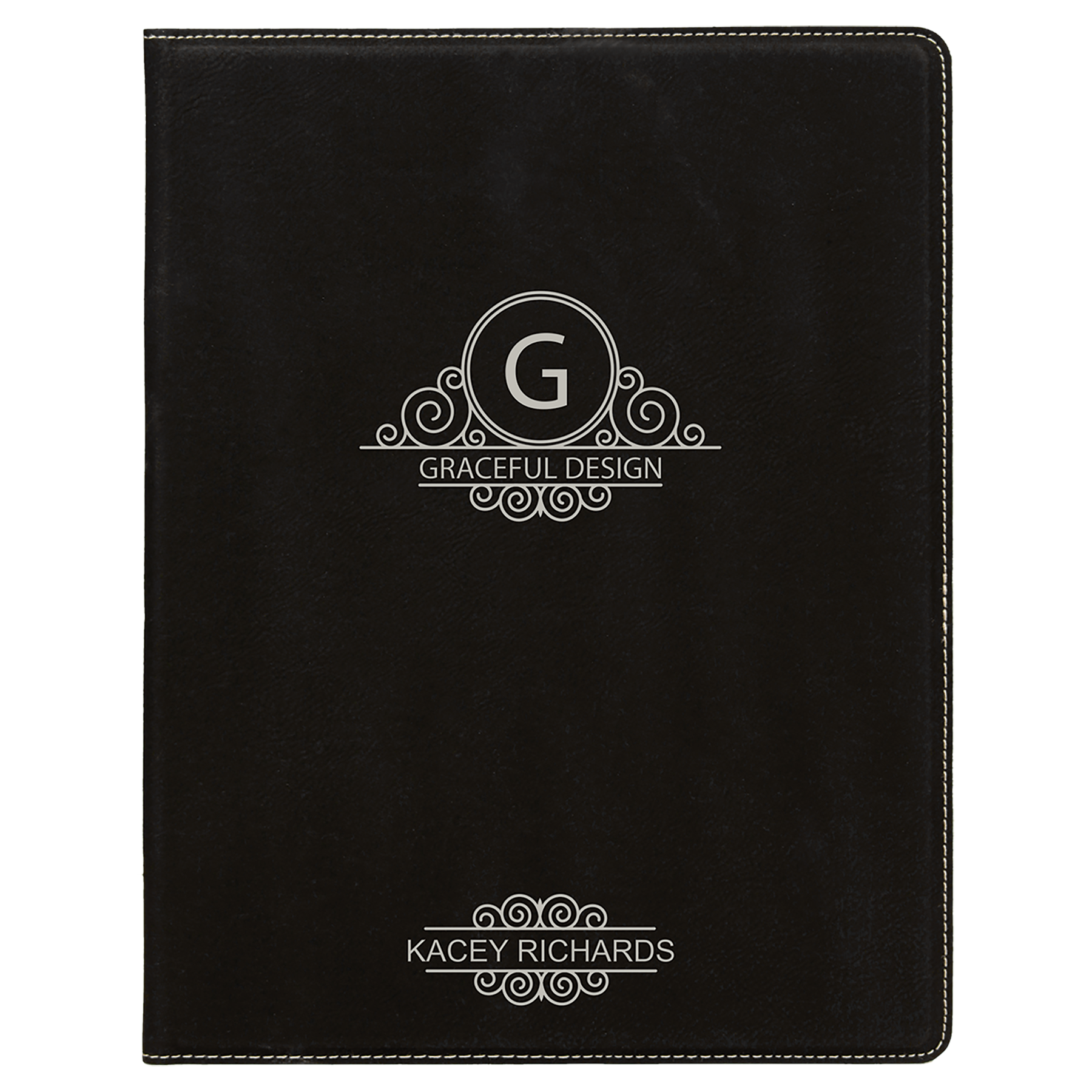 7" x 9" Black/Silver Leatherette Small Portfolio – item GFT613