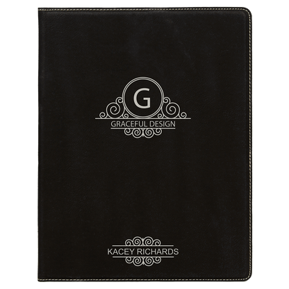7" x 9" Black/Silver Leatherette Small Portfolio – item GFT613