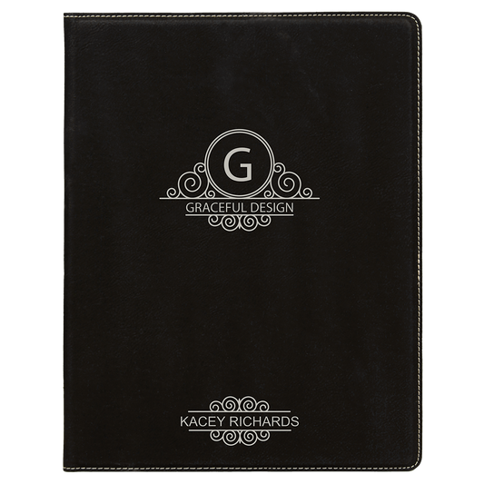 7" x 9" Black/Silver Leatherette Small Portfolio – item GFT613