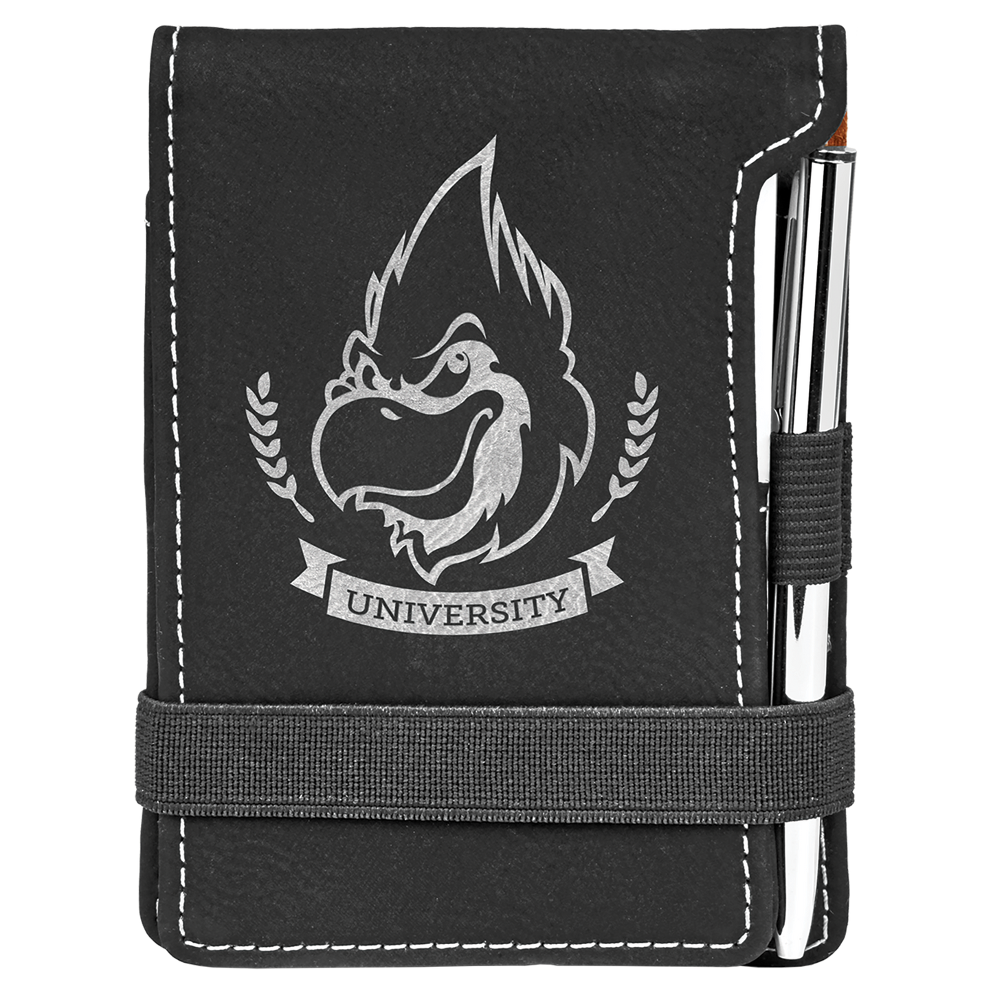 3.25" x 4.75" Black/Silver Leatherette Mini Notepad – item GFT614