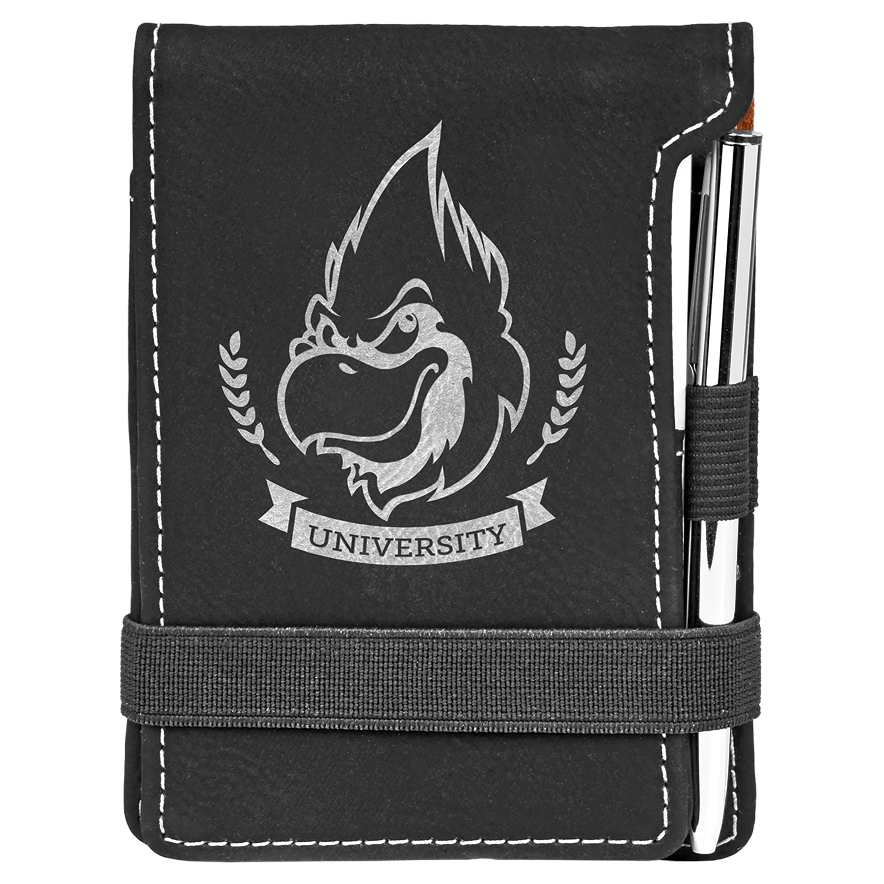 3.25" x 4.75" Black/Silver Leatherette Mini Notepad – item GFT614