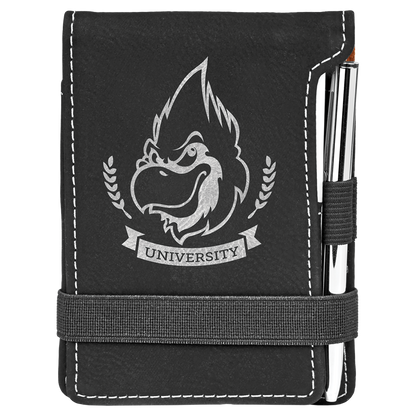 3.25" x 4.75" Black/Silver Leatherette Mini Notepad – item GFT614