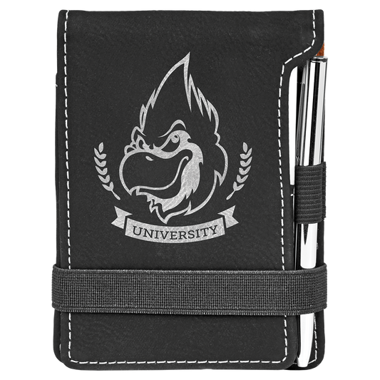 3.25" x 4.75" Black/Silver Leatherette Mini Notepad – item GFT614