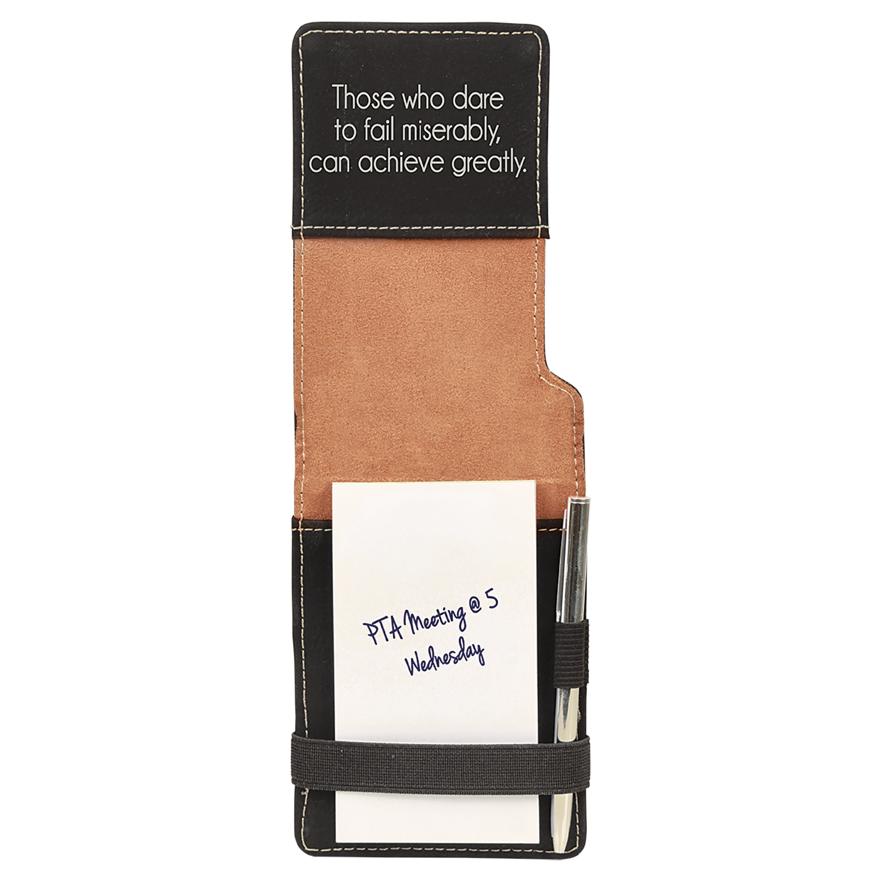 3.25" x 4.75" Black/Silver Leatherette Mini Notepad – item GFT614 image 3