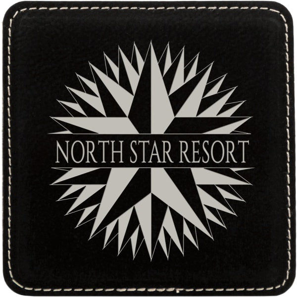 4" x 4" Black/Silver Square Leatherette Coaster – item GFT618 image 3
