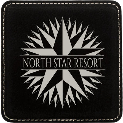 4" x 4" Black/Silver Square Leatherette Coaster – item GFT618 image 3