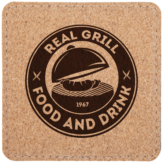 4" x 4" Square Cork Coaster with Stitching – item GFT621