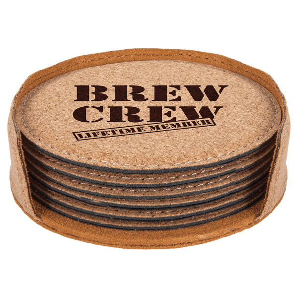 4" Round Cork 6-Coaster Set – item GFT622