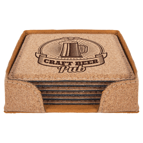 4" x 4" Square Cork 6-Coaster Set – item GFT623