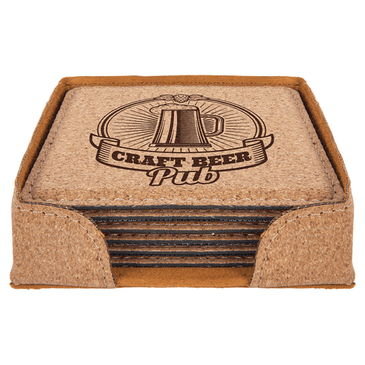 4" x 4" Square Cork 6-Coaster Set – item GFT623