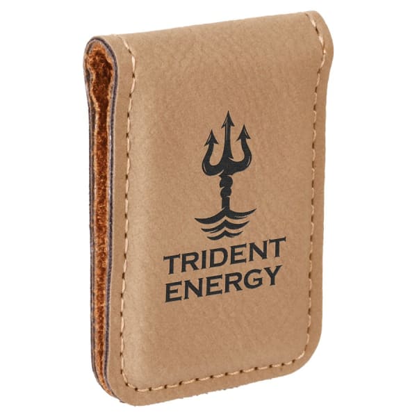 1.75" x 2.5" Light Brown Leatherette Money Clip – item GFT661 image 6