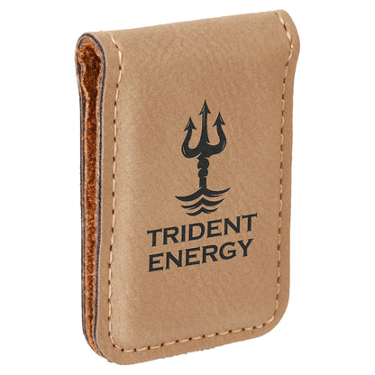 1.75" x 2.5" Light Brown Leatherette Money Clip – item GFT661 image 2