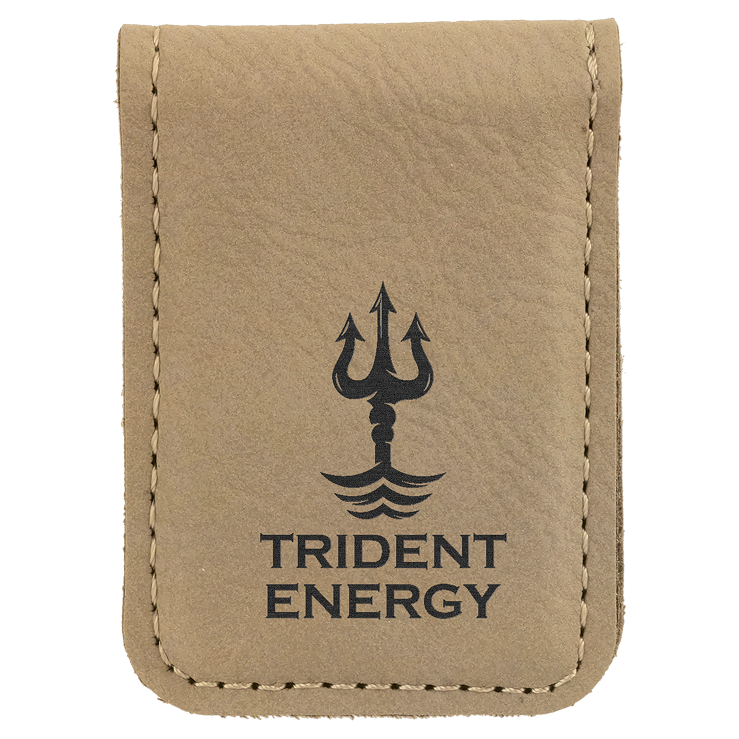 1.75" x 2.5" Light Brown Leatherette Money Clip – item GFT661