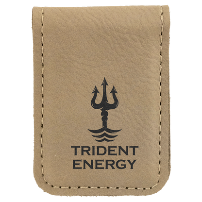 1.75" x 2.5" Light Brown Leatherette Money Clip – item GFT661