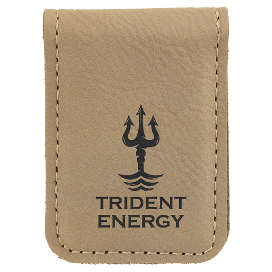 1.75" x 2.5" Light Brown Leatherette Money Clip – item GFT661