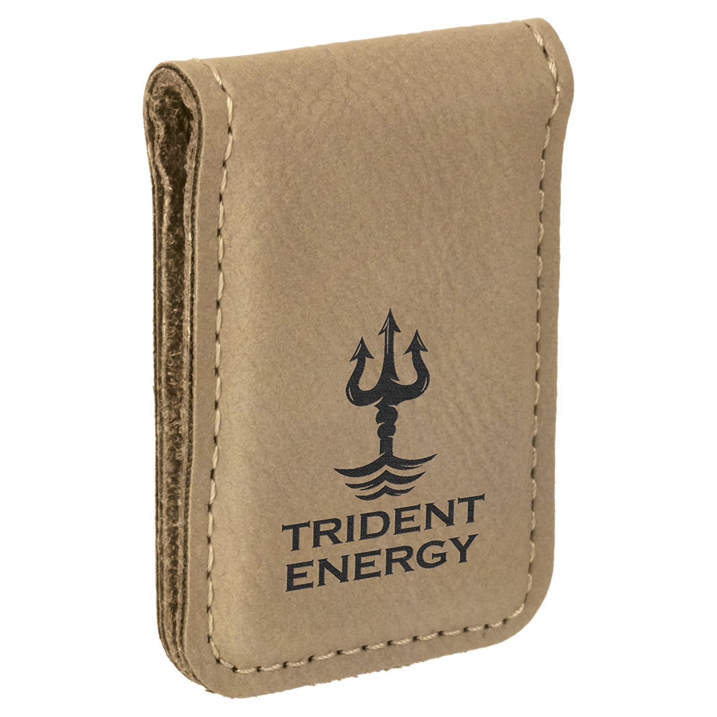 1.75" x 2.5" Light Brown Leatherette Money Clip – item GFT661 image 3