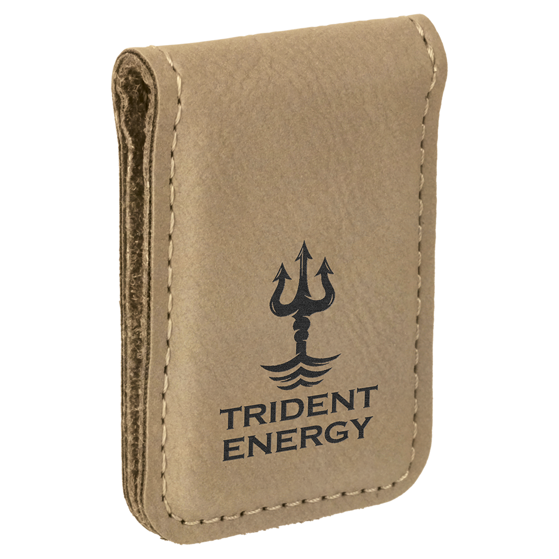 1.75" x 2.5" Light Brown Leatherette Money Clip – item GFT661 image 3