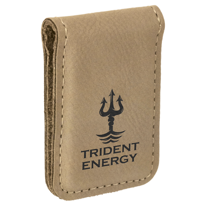 1.75" x 2.5" Light Brown Leatherette Money Clip – item GFT661 image 3