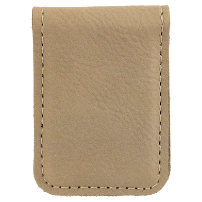 1.75" x 2.5" Light Brown Leatherette Money Clip – item GFT661 image 4
