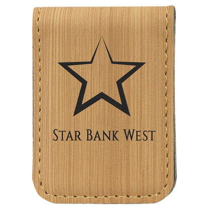 1.75" x 2.5" Bamboo Leatherette Money Clip – item GFT667 image 2