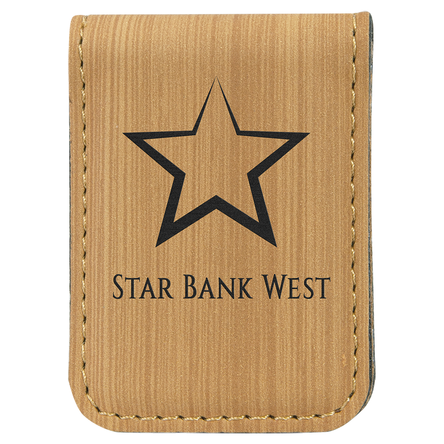 1.75" x 2.5" Bamboo Leatherette Money Clip – item GFT667