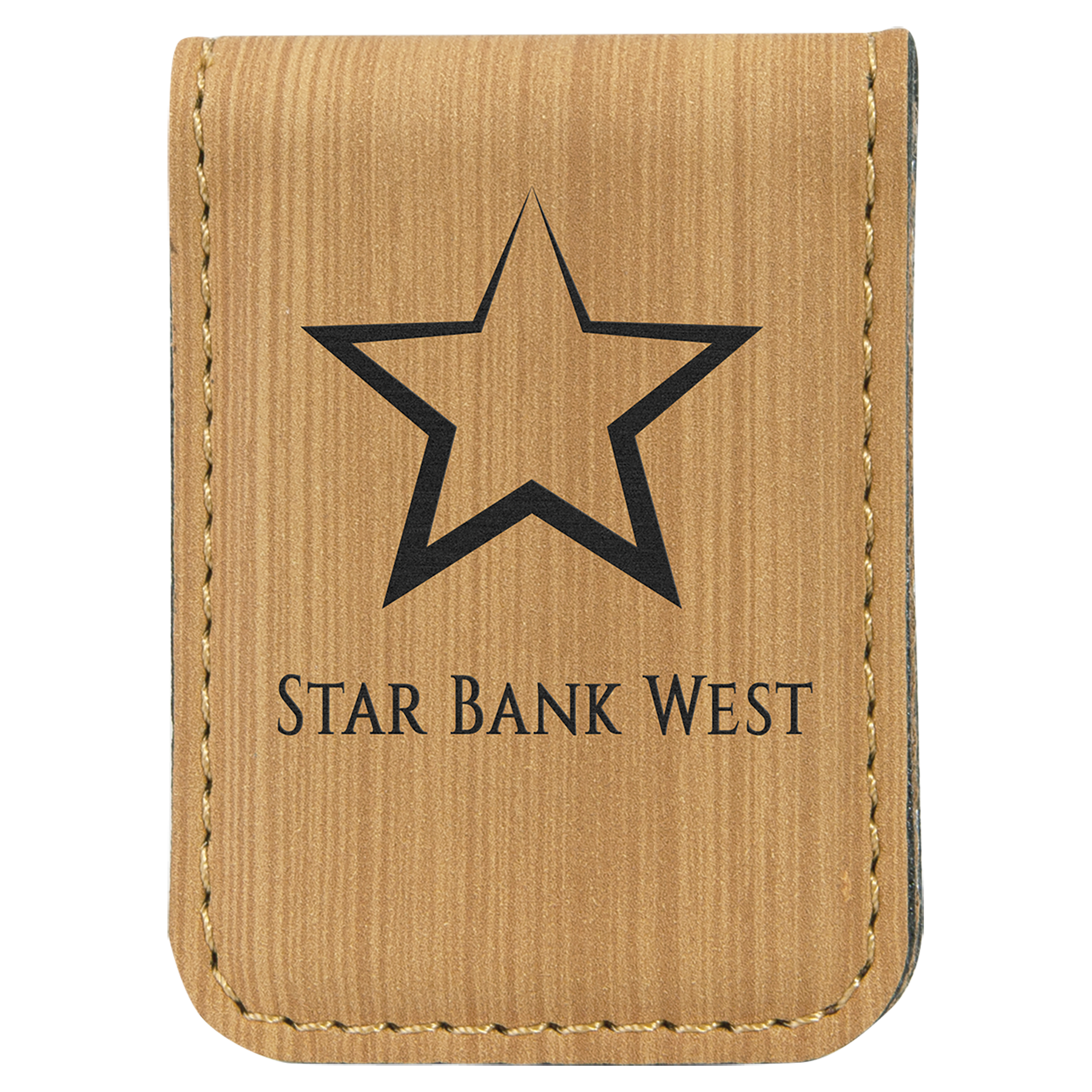 1.75" x 2.5" Bamboo Leatherette Money Clip – item GFT667