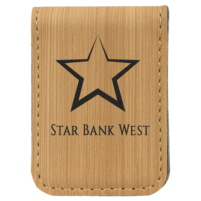 1.75" x 2.5" Bamboo Leatherette Money Clip – item GFT667