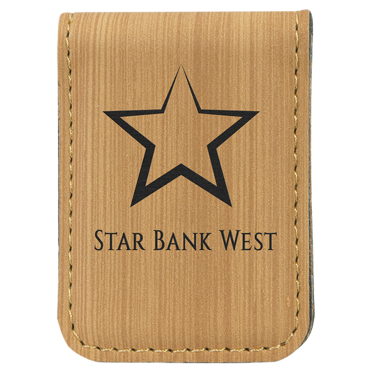 1.75" x 2.5" Bamboo Leatherette Money Clip – item GFT667