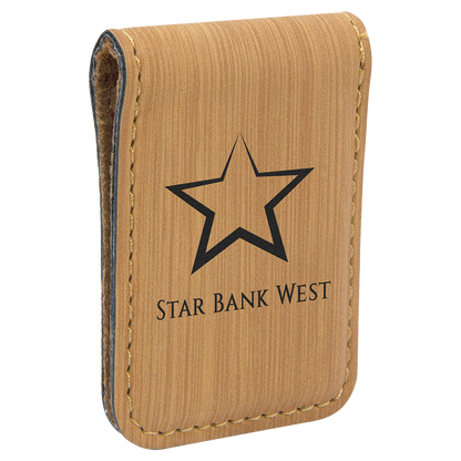 1.75" x 2.5" Bamboo Leatherette Money Clip – item GFT667 image 3